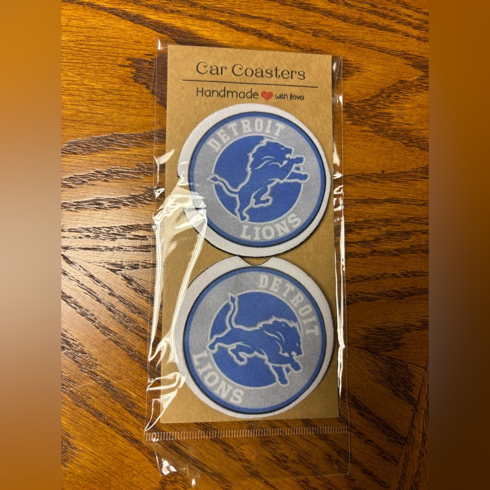 Detroit lions neoprene Car Coaster Set Of 2